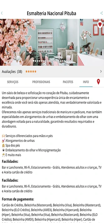 Opção para avaliar o atendimento recebido na esmalteria